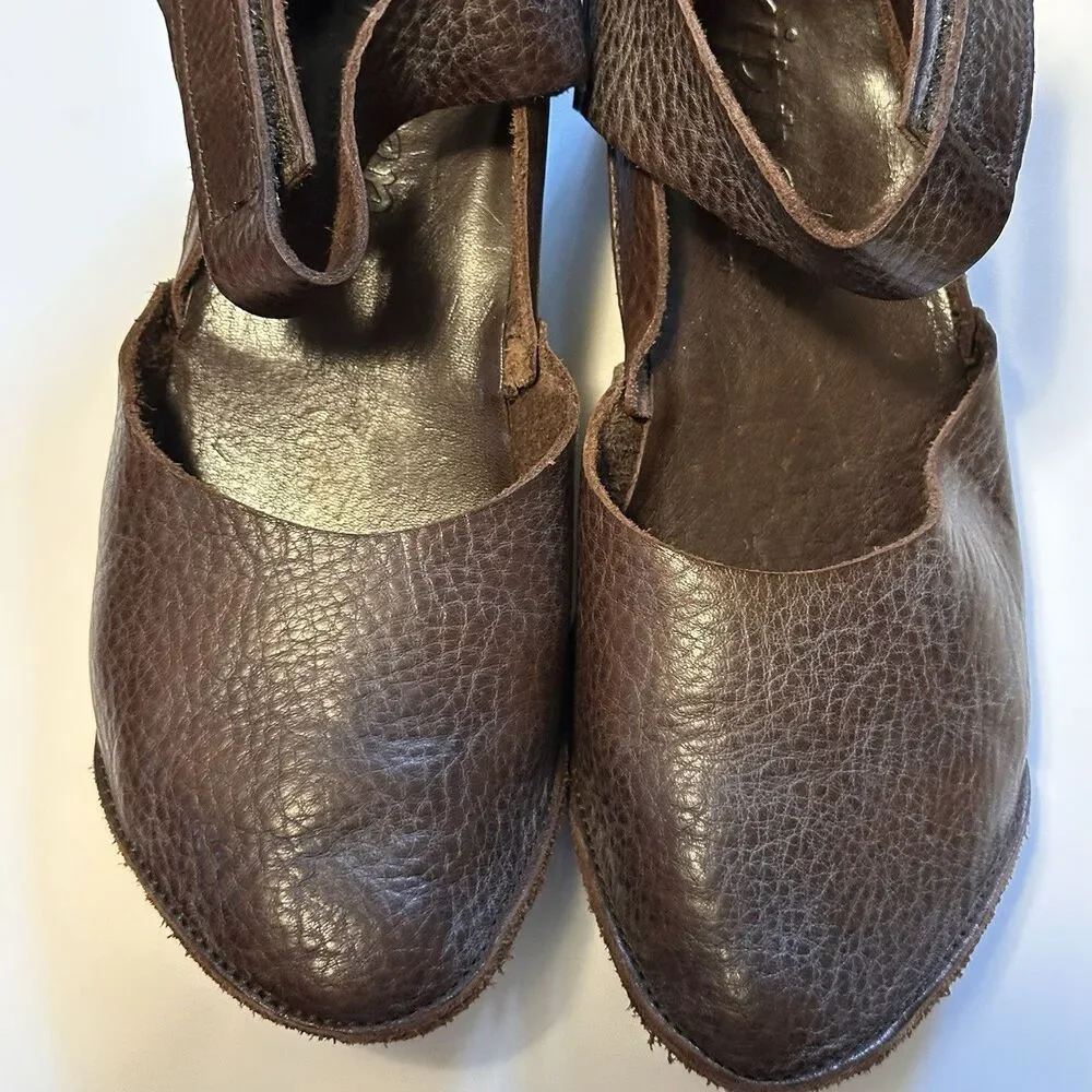 Trippen Germany Women's Brown Leather Edel Mary Jane Wedge EU 38 Lagenlook fairy